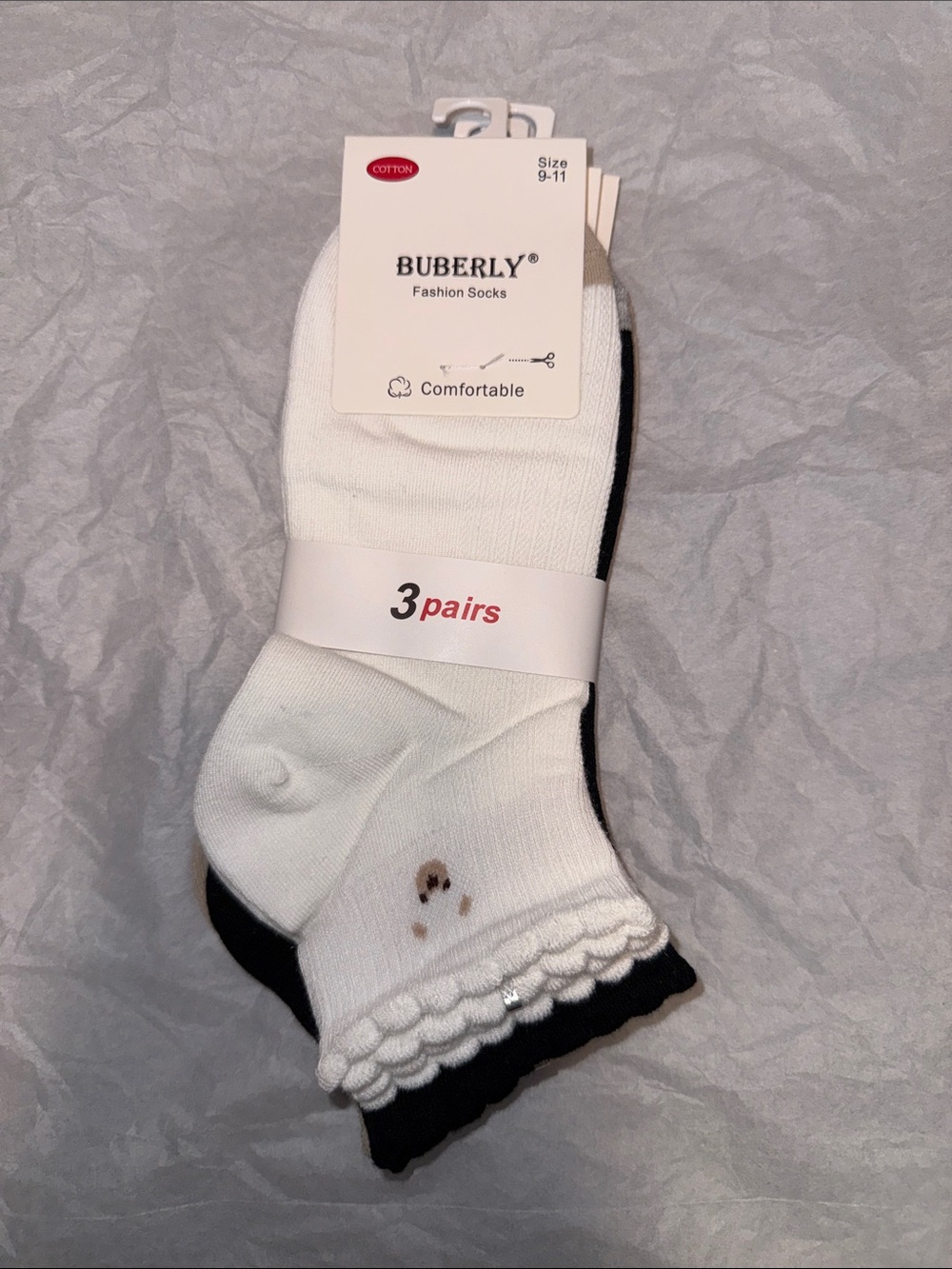 Women's White & Black No-Show Fashion Socks - 3 Pairs